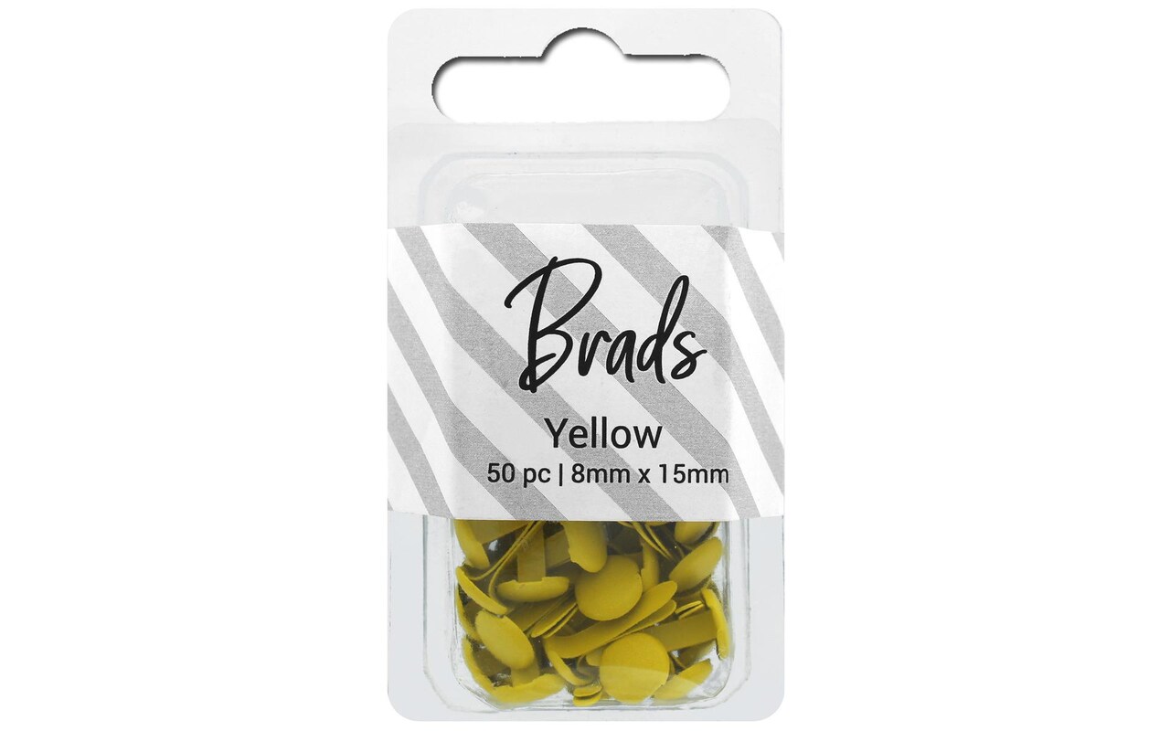 Accent Design Paper Accents Brads 4.5mm x 8mm 100pc Solid Yellow, Brads for  Paper Crafts, Brads Paper Fasteners, Metal Brads, Wire Brads, Small Brads,  Yellow Brads